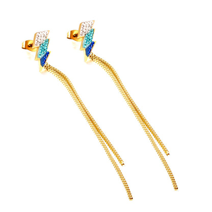 Stainless Steel Lightning Slime Chain Tassel Earrings girl jewelry