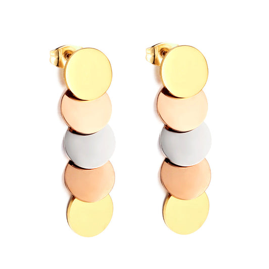 Stainless Steel Mixed Color Glossy Cut Stud Enamel Girls Earrings