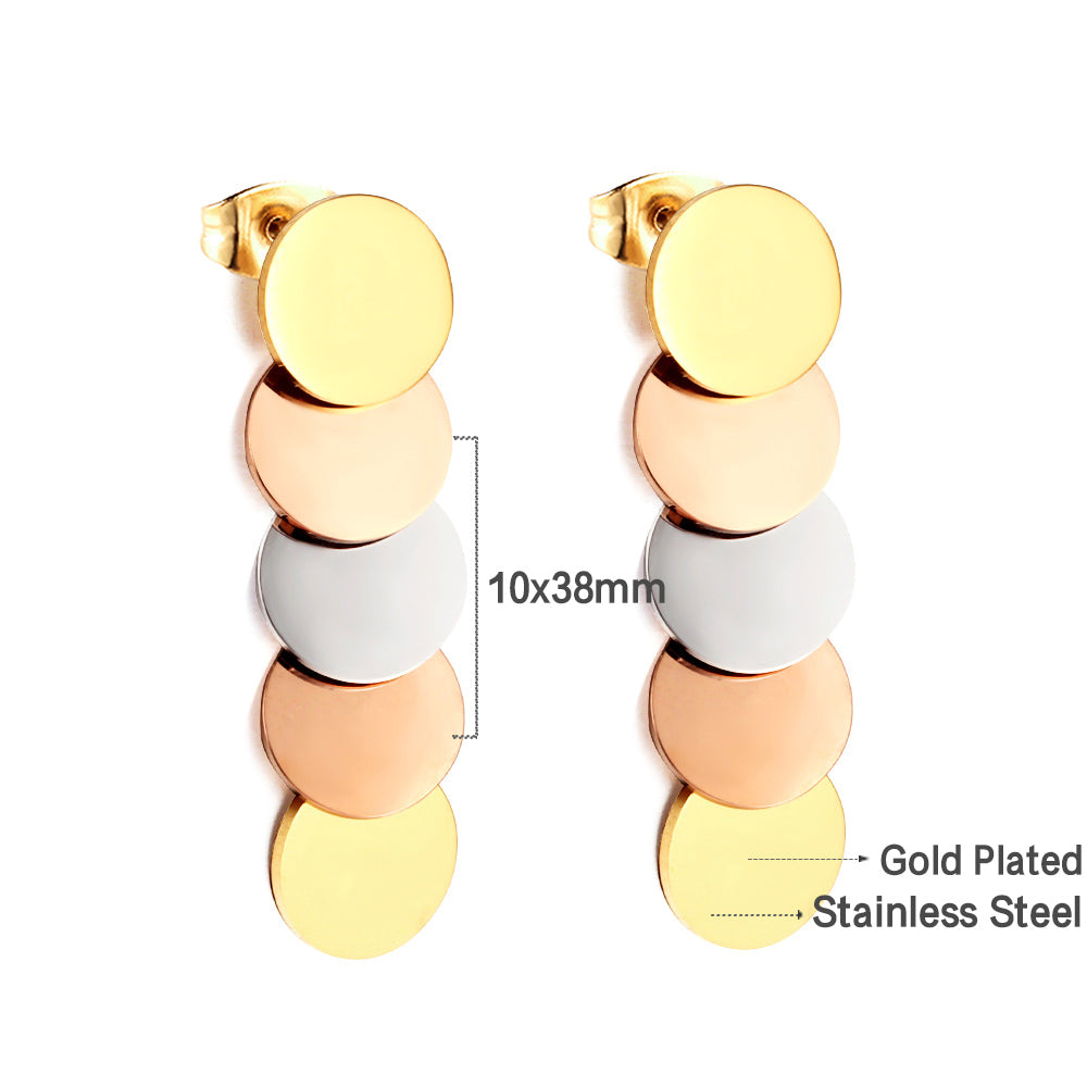 Stainless Steel Mixed Color Glossy Cut Stud Enamel Girls Earrings