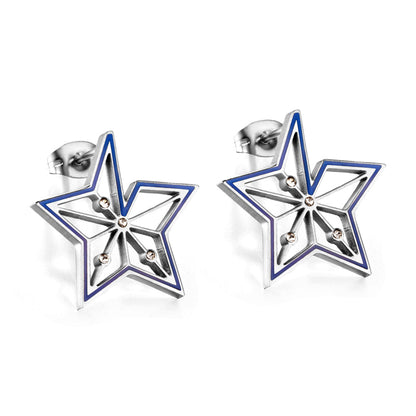 Stainless Steel Pentagram Hollow Stud Earrings girls jewelry