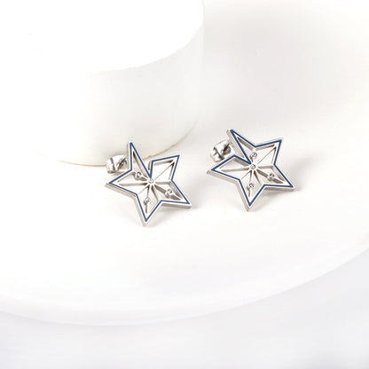 Stainless Steel Pentagram Hollow Stud Earrings girls jewelry