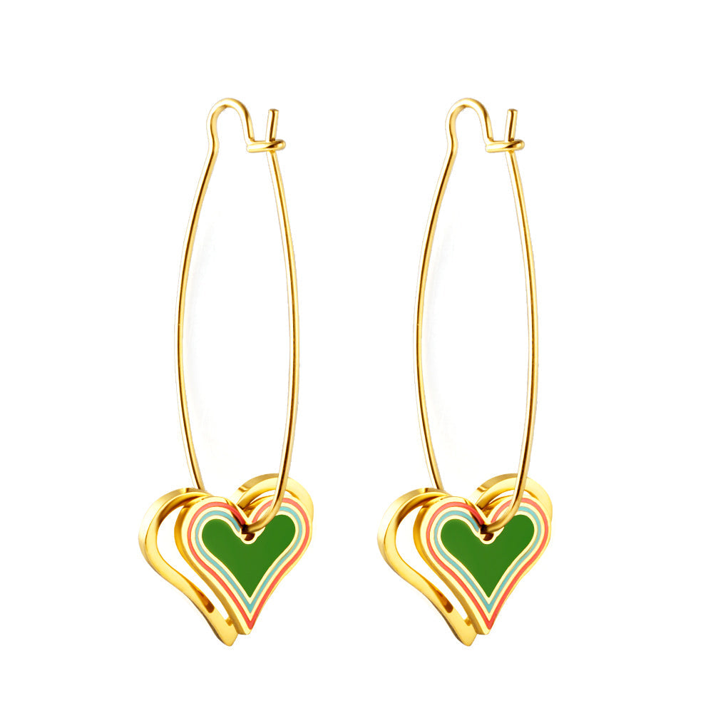 Heart-shaped Stainless Steel 18k Gold Plated Earrings for Women and kids earrings