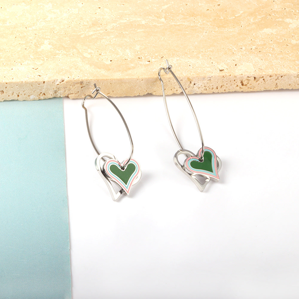 Heart-shaped Stainless Steel 18k Gold Plated Earrings for Women and kids earrings