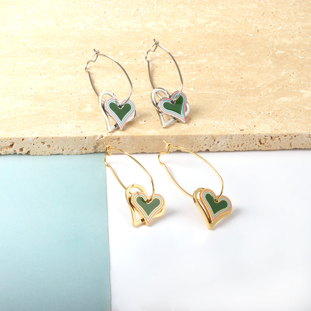 Heart-shaped Stainless Steel 18k Gold Plated Earrings for Women and kids earrings