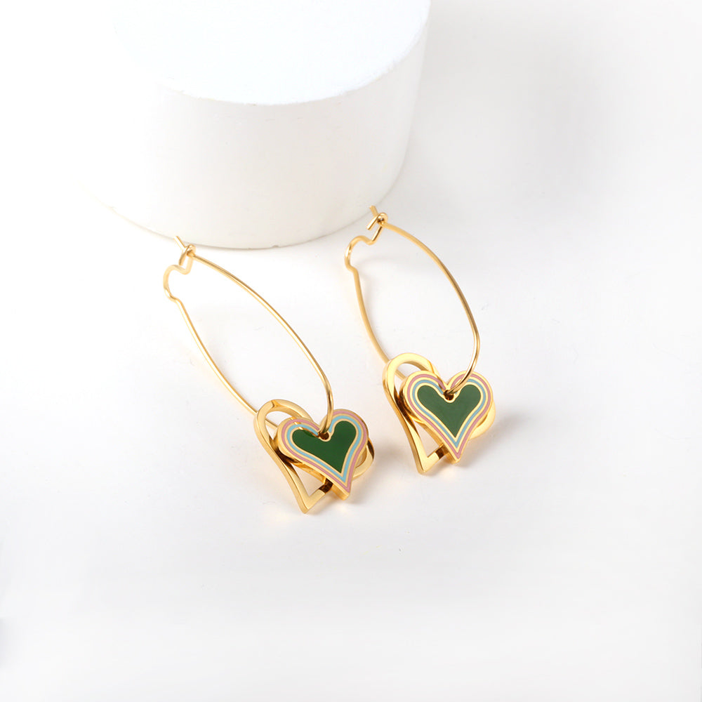 Heart-shaped Stainless Steel 18k Gold Plated Earrings for Women and kids earrings