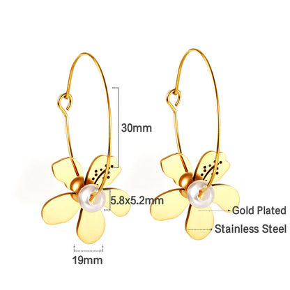 Wholesale Personalized Stainless Steel Peach Blossom Shape kids Earrings