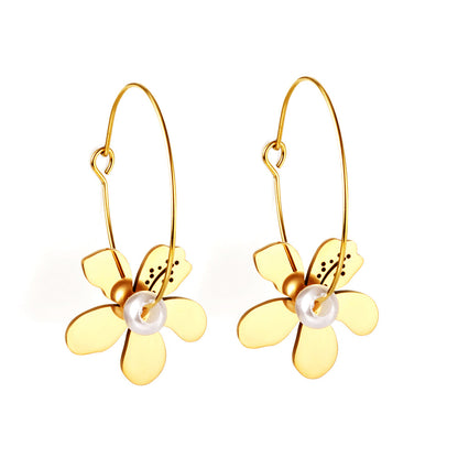Wholesale Personalized Stainless Steel Peach Blossom Shape kids Earrings