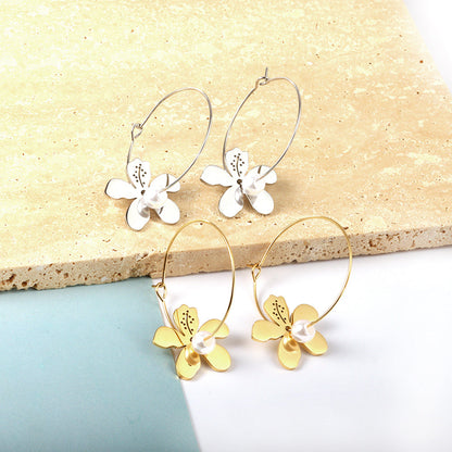 Wholesale Personalized Stainless Steel Peach Blossom Shape kids Earrings
