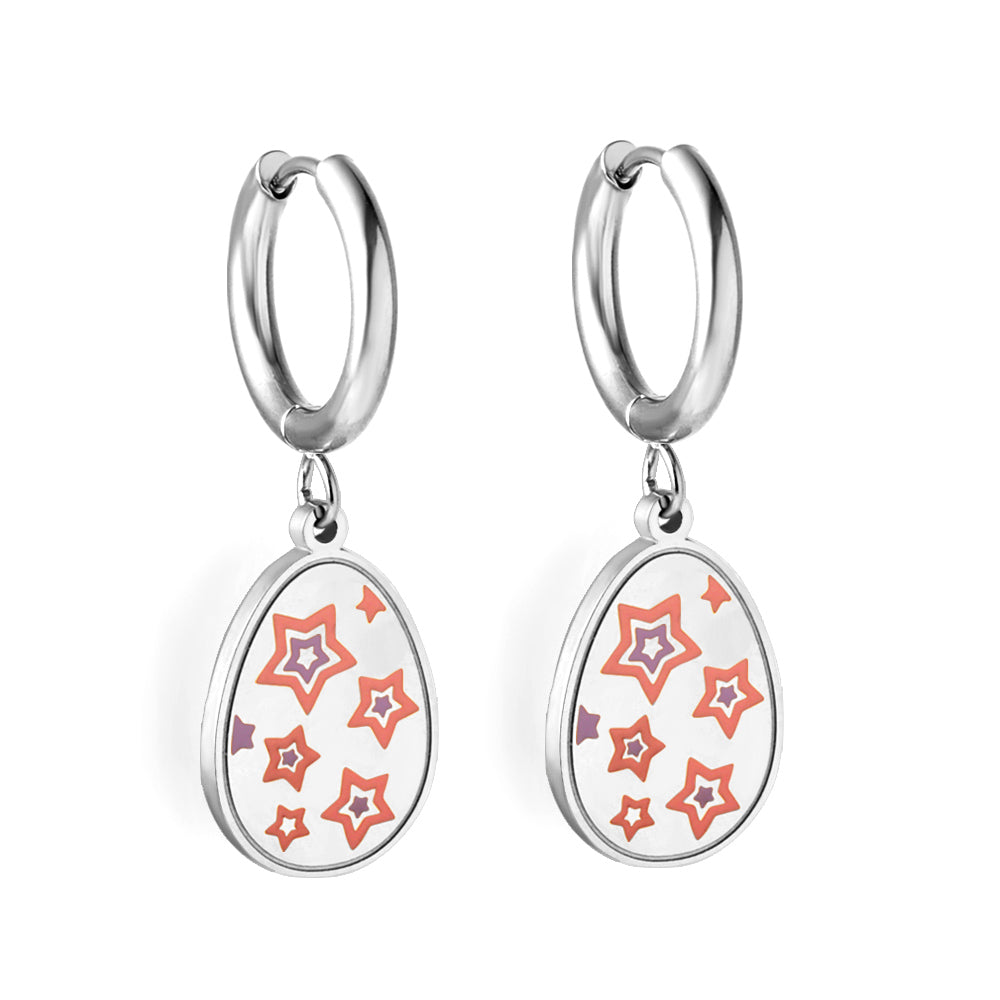 Stainless Steel Oval Star-shape Kids Earrings girls jewelry