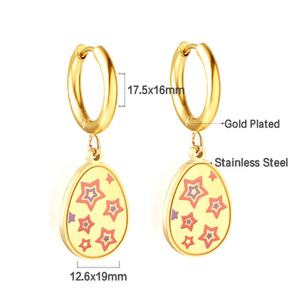 Stainless Steel Oval Star-shape Kids Earrings girls jewelry