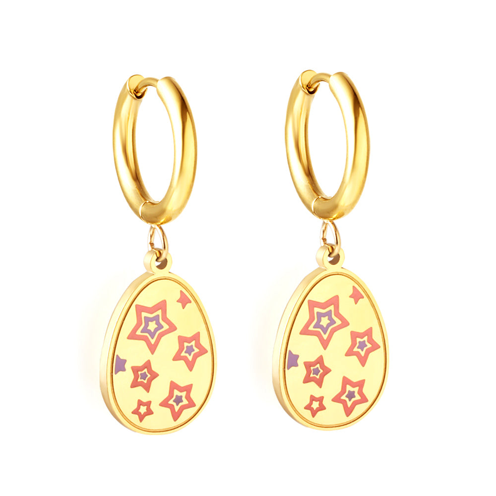 Stainless Steel Oval Star-shape Kids Earrings girls jewelry
