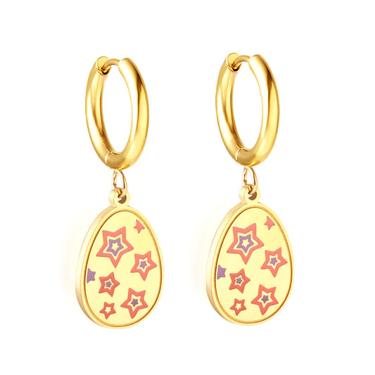 Stainless Steel Oval Star-shape Kids Earrings girls jewelry