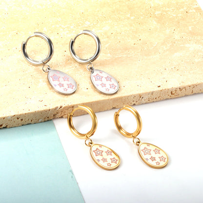 Stainless Steel Oval Star-shape Kids Earrings girls jewelry