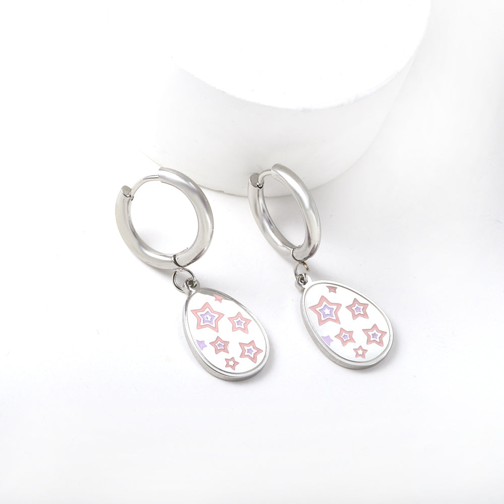 Stainless Steel Oval Star-shape Kids Earrings girls jewelry