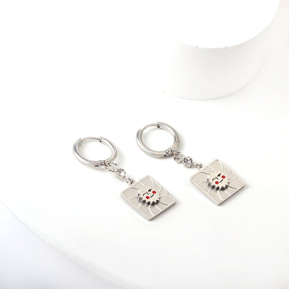 Stainless Steel Square Smiley Earrings girls jewelry