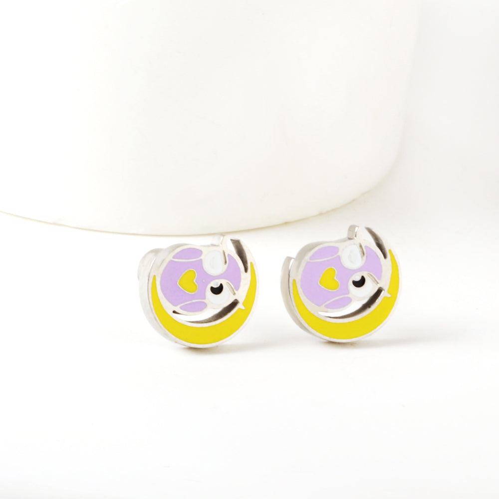 Hypoallergenic Stainless Steel Owl Spiral Stud enamel kids Earrings girls jewelry