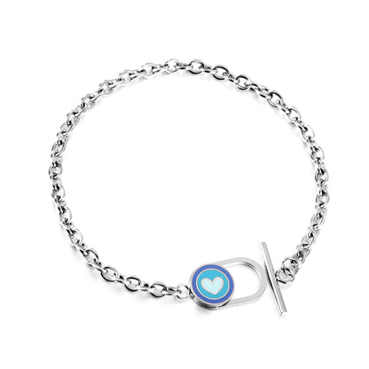Stainless Steel Oval Hollow Round Mixed Color With Heart-shaped Accessory Bracelet