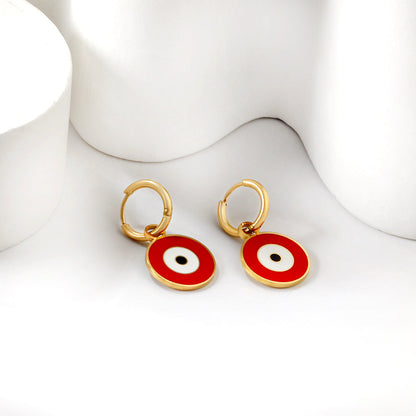 Red & Blue & Green + White Eyelet Earrings