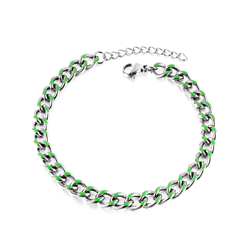 Stainless Steel Green Drip Oil Bracelet Chain
