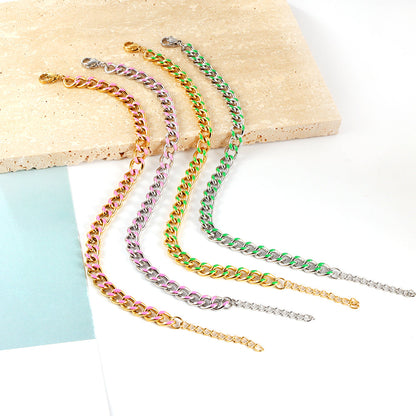 Stainless Steel Green Drip Oil Bracelet Chain