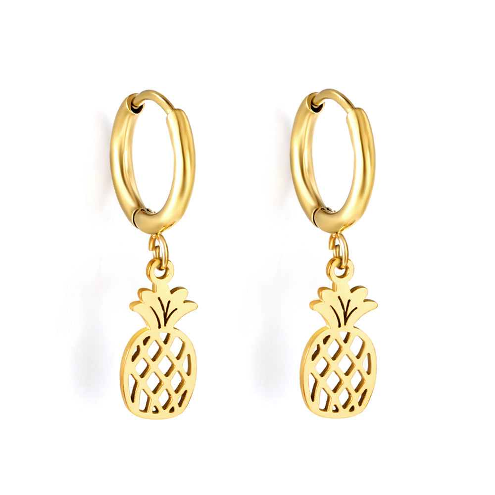 New 1.6x11mm Circle With Pineapple Earrings