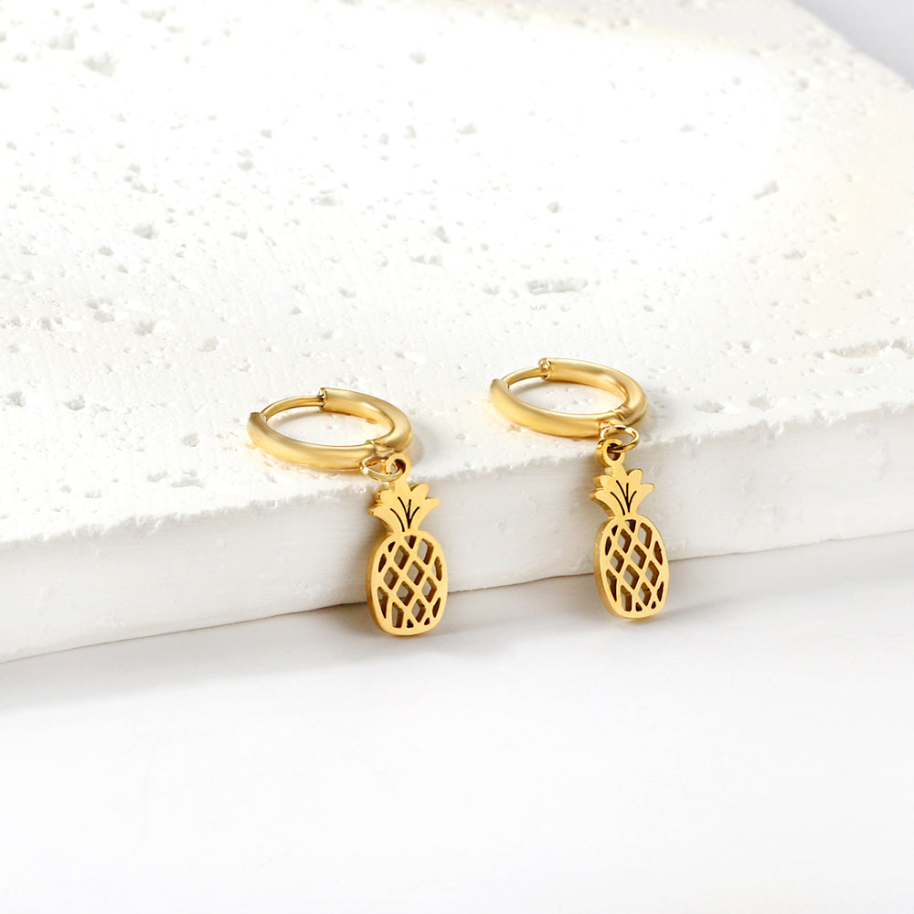 New 1.6x11mm Circle With Pineapple Earrings