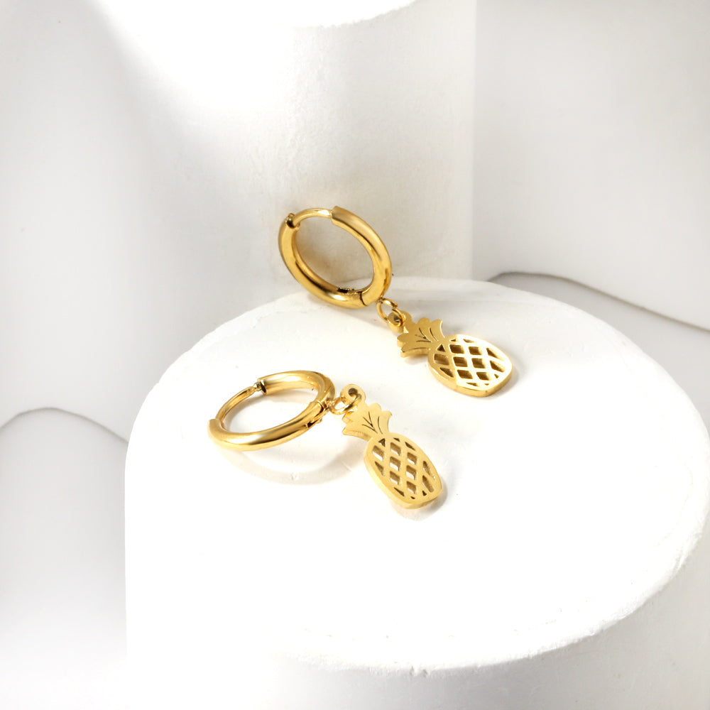 New 1.6x11mm Circle With Pineapple Earrings