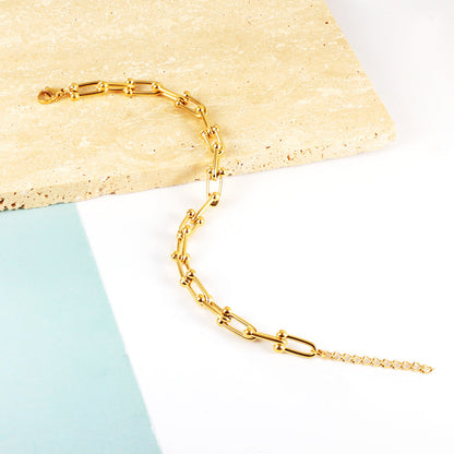 Wholesale Ason 5MM*18CM+3CM Chain Bracelets Stainless Steel for Men Women Party Gift Fashion Bangle Jewelry
