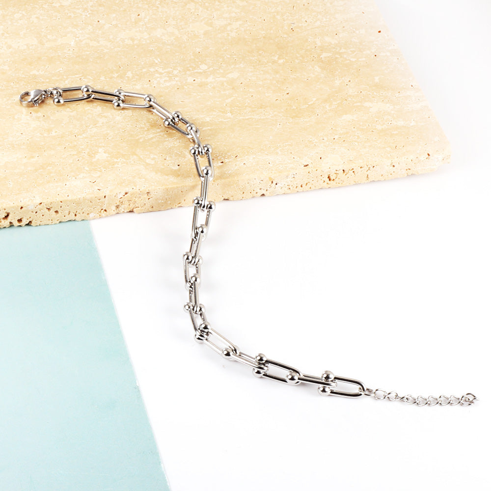 Wholesale Ason 5MM*18CM+3CM Chain Bracelets Stainless Steel for Men Women Party Gift Fashion Bangle Jewelry