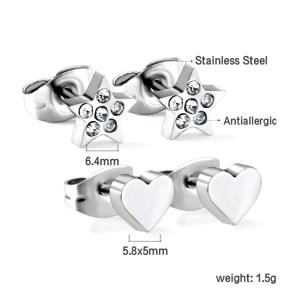 Pentagram + Heart Cut Earrings with Diamonds