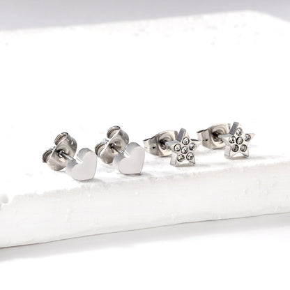 Pentagram + Heart Cut Earrings with Diamonds