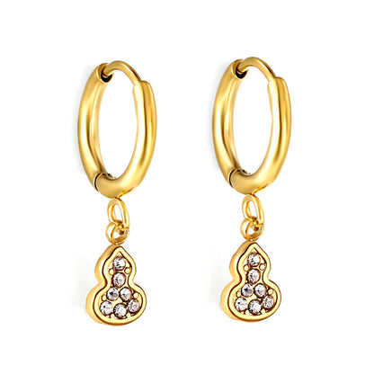 1.6x10mm circle with gourd white diamond stud earrings