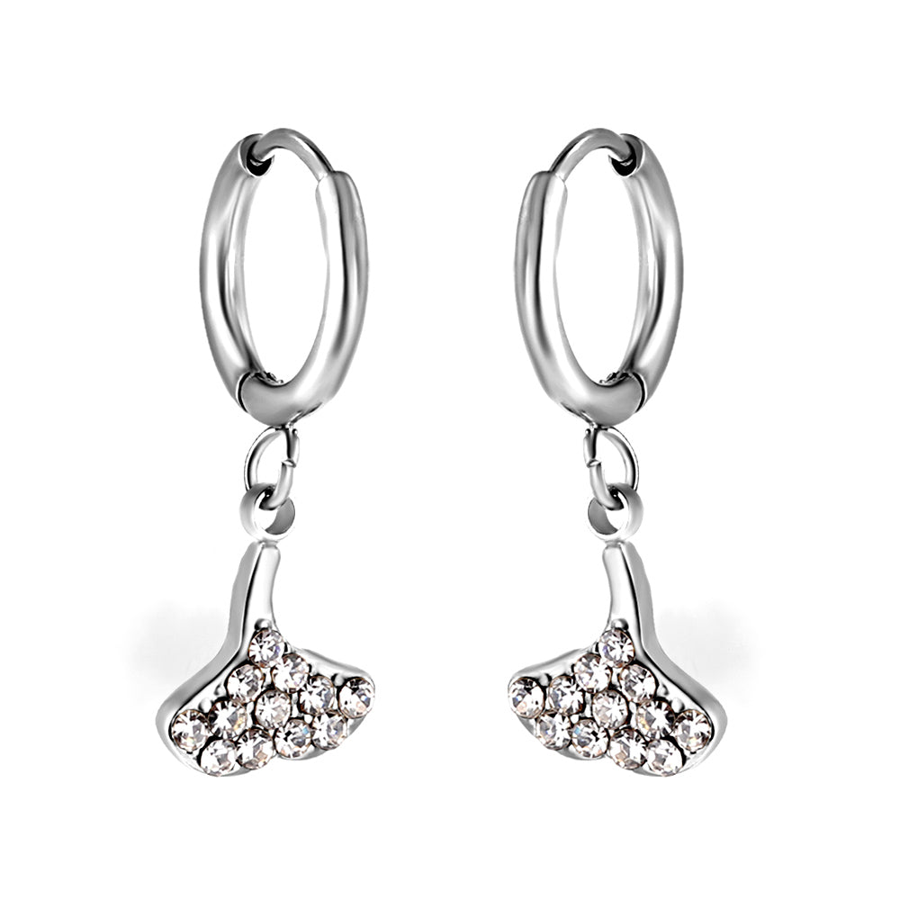 1.6x10mm circle fan white diamond stud earrings