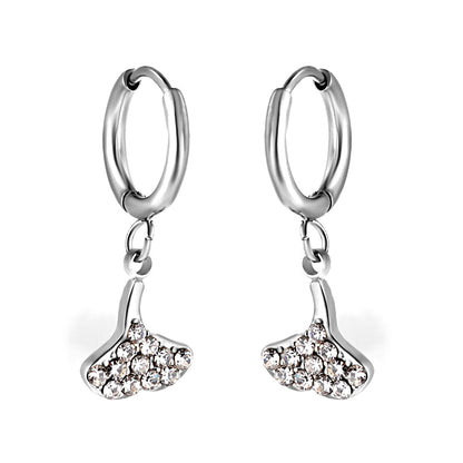 1.6x10mm circle fan white diamond stud earrings