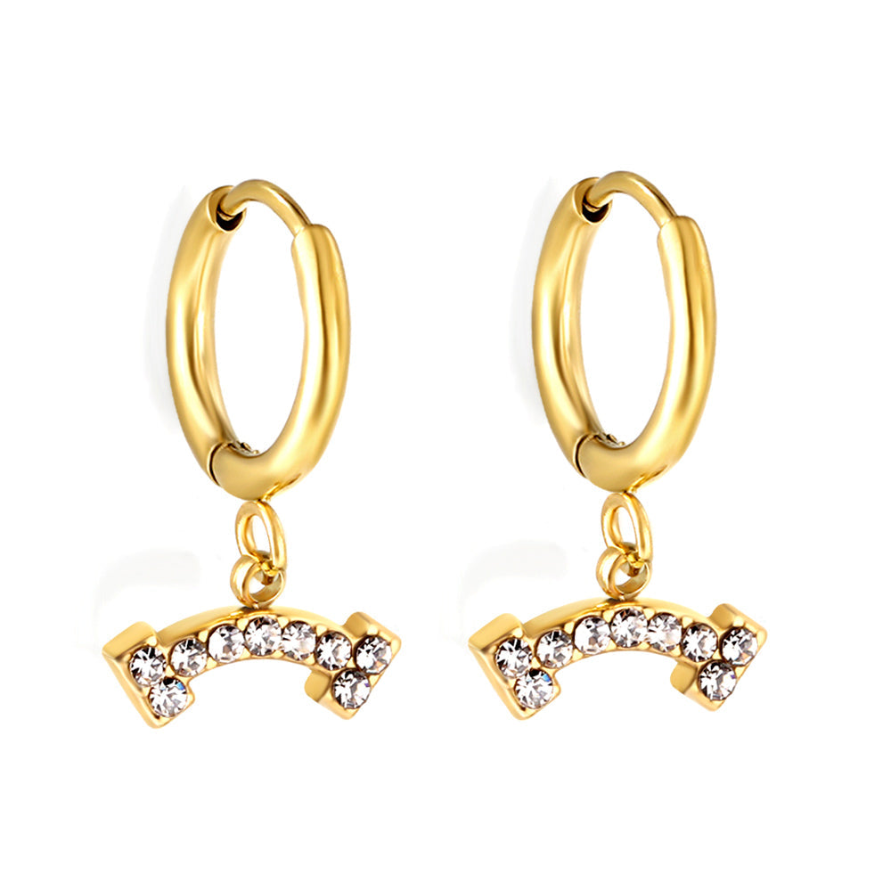 1.6x10mm circle with bone white diamond stud earrings