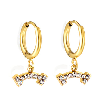 1.6x10mm circle with bone white diamond stud earrings