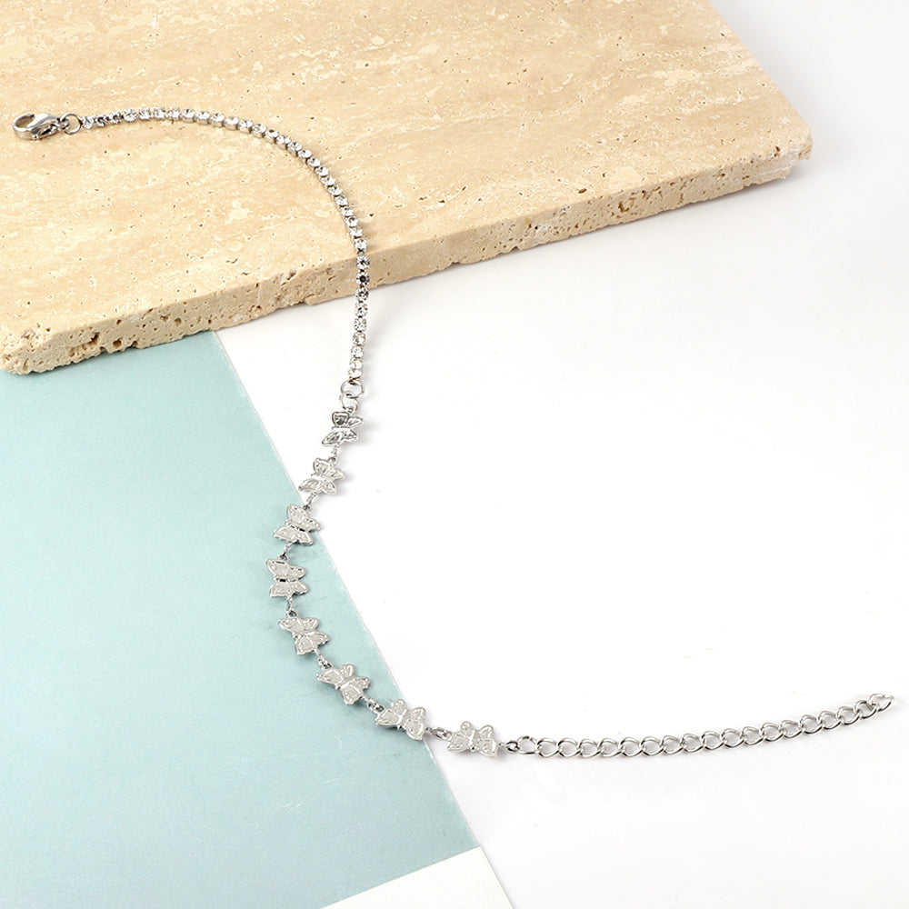 Stainless Steel 9 Butterflies + With Drill Chain Anklet