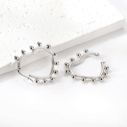 Heart shaped ear clips with steel ball 35.8*34mm