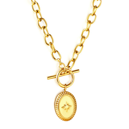 Wholesale Girls Kids Jewelry Stainless Steel Oval with Lucky Star Accessories Necklace