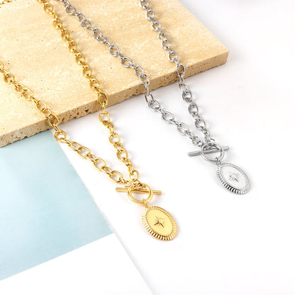 Wholesale Girls Kids Jewelry Stainless Steel Oval with Lucky Star Accessories Necklace