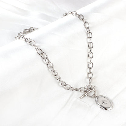 Wholesale Girls Kids Jewelry Stainless Steel Oval with Lucky Star Accessories Necklace
