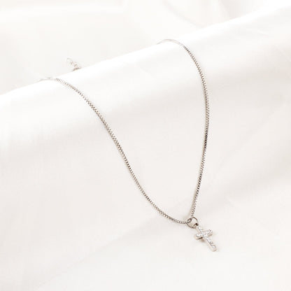 Stainless Steel Cross Accessory With Diamond Necklace
