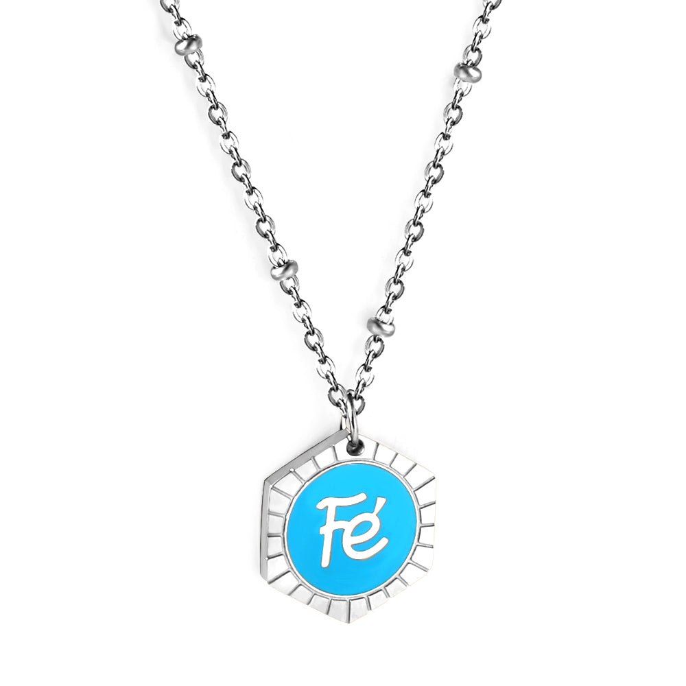 Enamel Girls Kids Jewelry Stainless Steel Hexagon Fe Blue Accessory Necklace