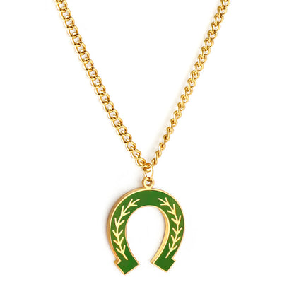 Teen Jewelry Stainless Steel Green Drop Oil Open Oval Willow Leaf Pattern Accessory Necklace