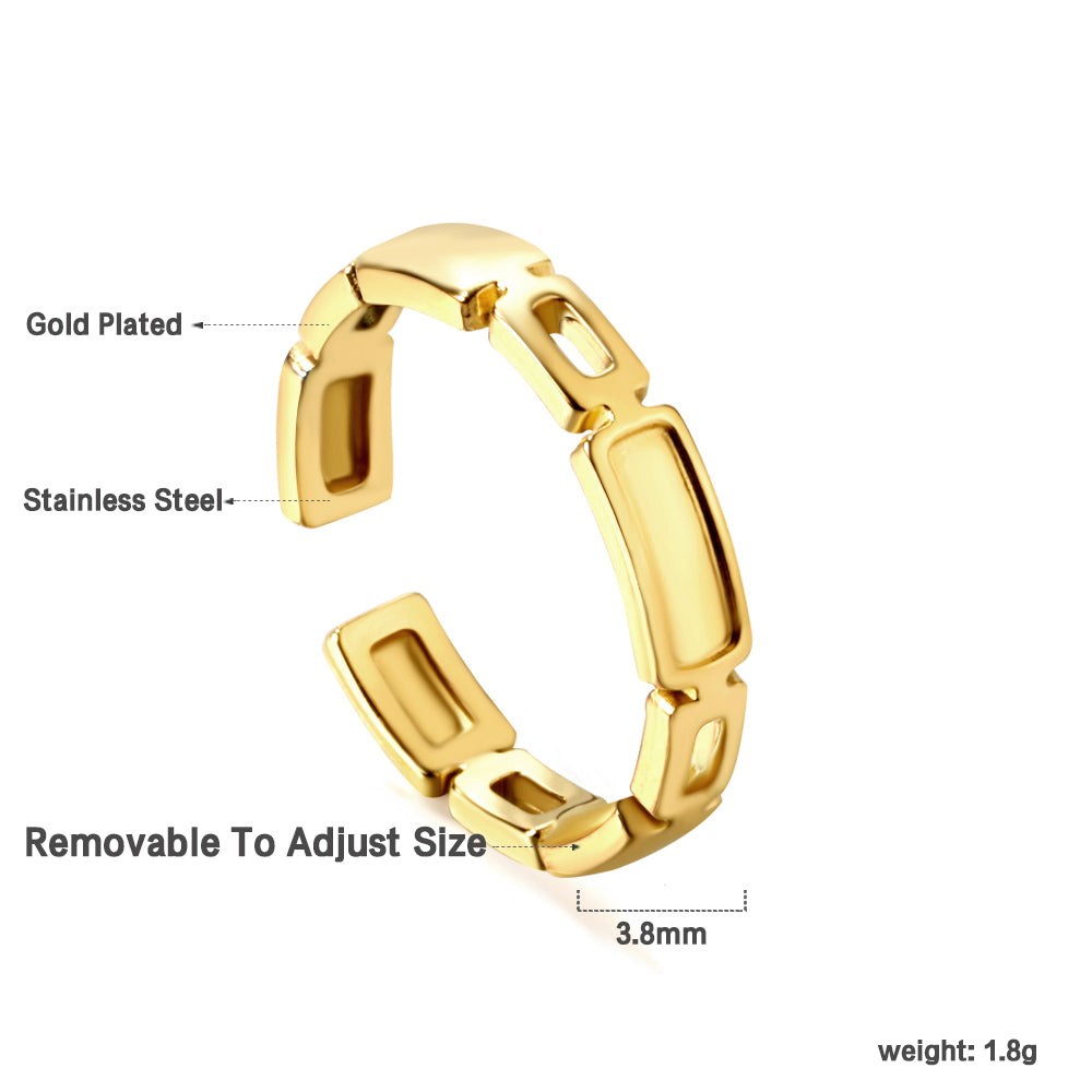 Stainless steel casting ring opening adjustable woven diamond pattern 18K furnace plating