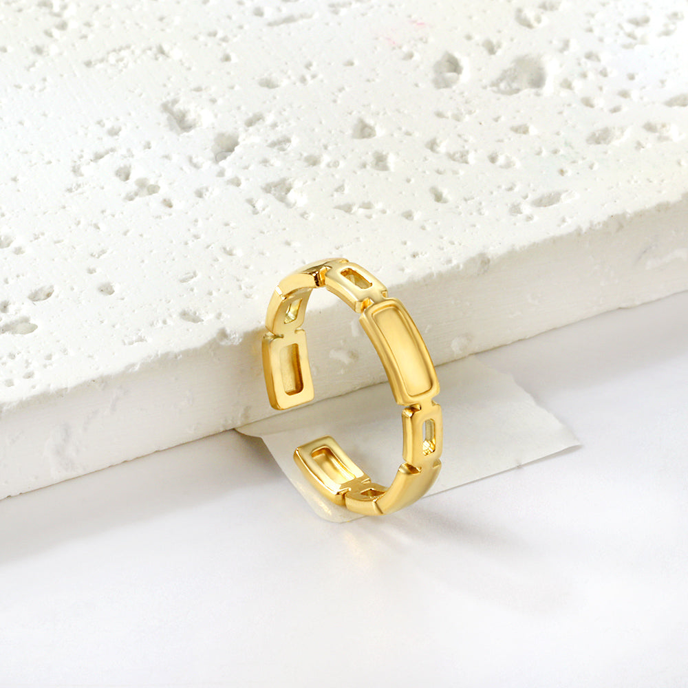 Stainless steel casting ring opening adjustable woven diamond pattern 18K furnace plating
