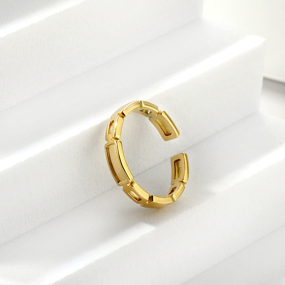 Stainless steel casting ring opening adjustable woven diamond pattern 18K furnace plating