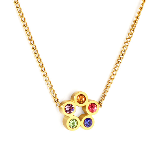 Girls Kids Jewelry Stainless Steel Six Mélange Diamonds Accessory Necklace