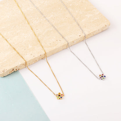 Girls Kids Jewelry Stainless Steel Six Mélange Diamonds Accessory Necklace