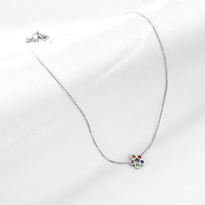 Girls Kids Jewelry Stainless Steel Six Mélange Diamonds Accessory Necklace